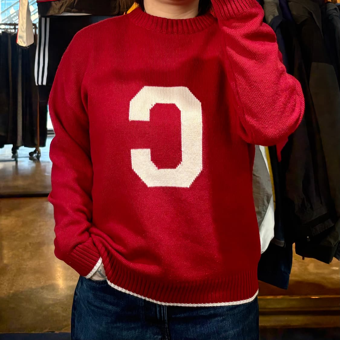 커버낫 레드 니트 상품이미지1