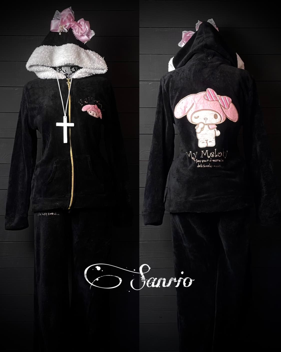 SANRIO 산리오 마이멜로디 블랙 트레이닝 후드집업 세트 상품이미지1
