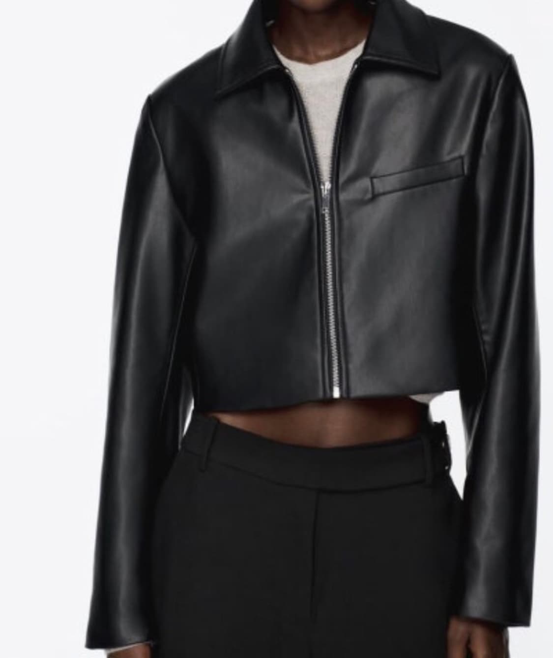 XS ) 자라 여성 크롭 가죽 자켓 상품이미지1