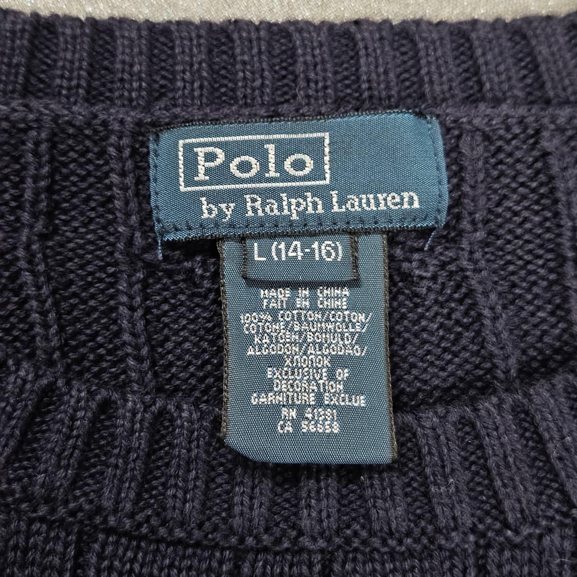 폴로 랄프로렌 네이비 꽈배기 니트 키즈L 상품이미지3