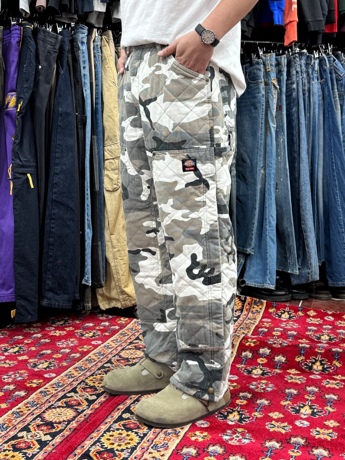 슈프림 X 디키즈 퀄티드 더블 니 페인터 팬츠 그레이 카모 - 21FW  상품이미지2