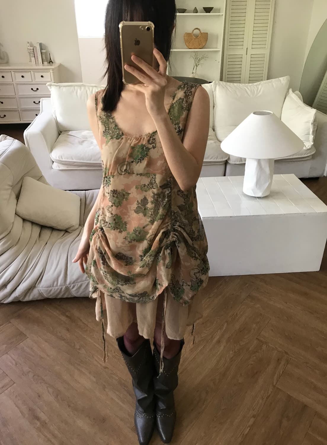 vintage pattern string one-piece 상품이미지1