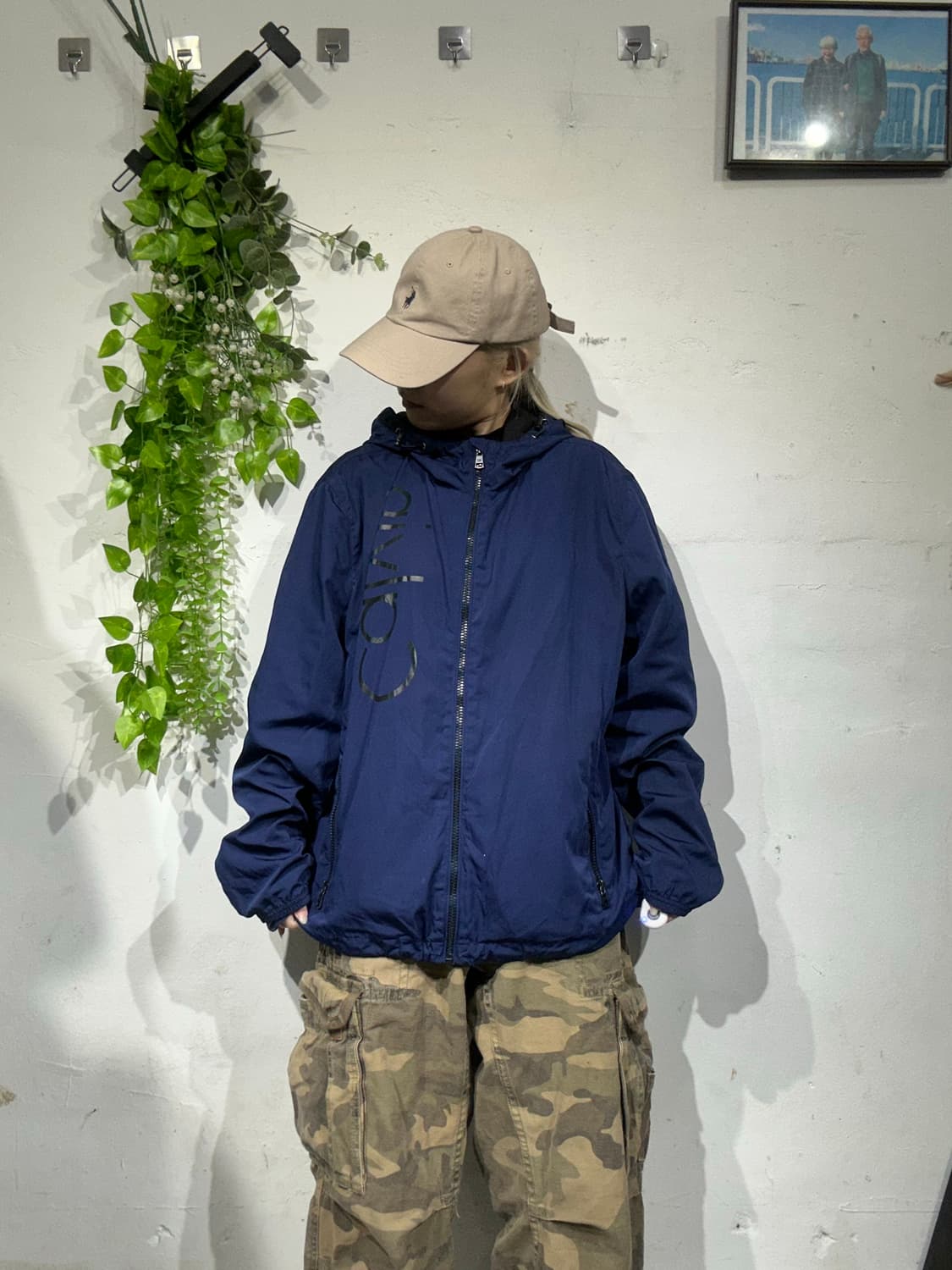 Ck 캘빈 클라인 네이비 후드 바람막이 자켓 L 상품이미지2