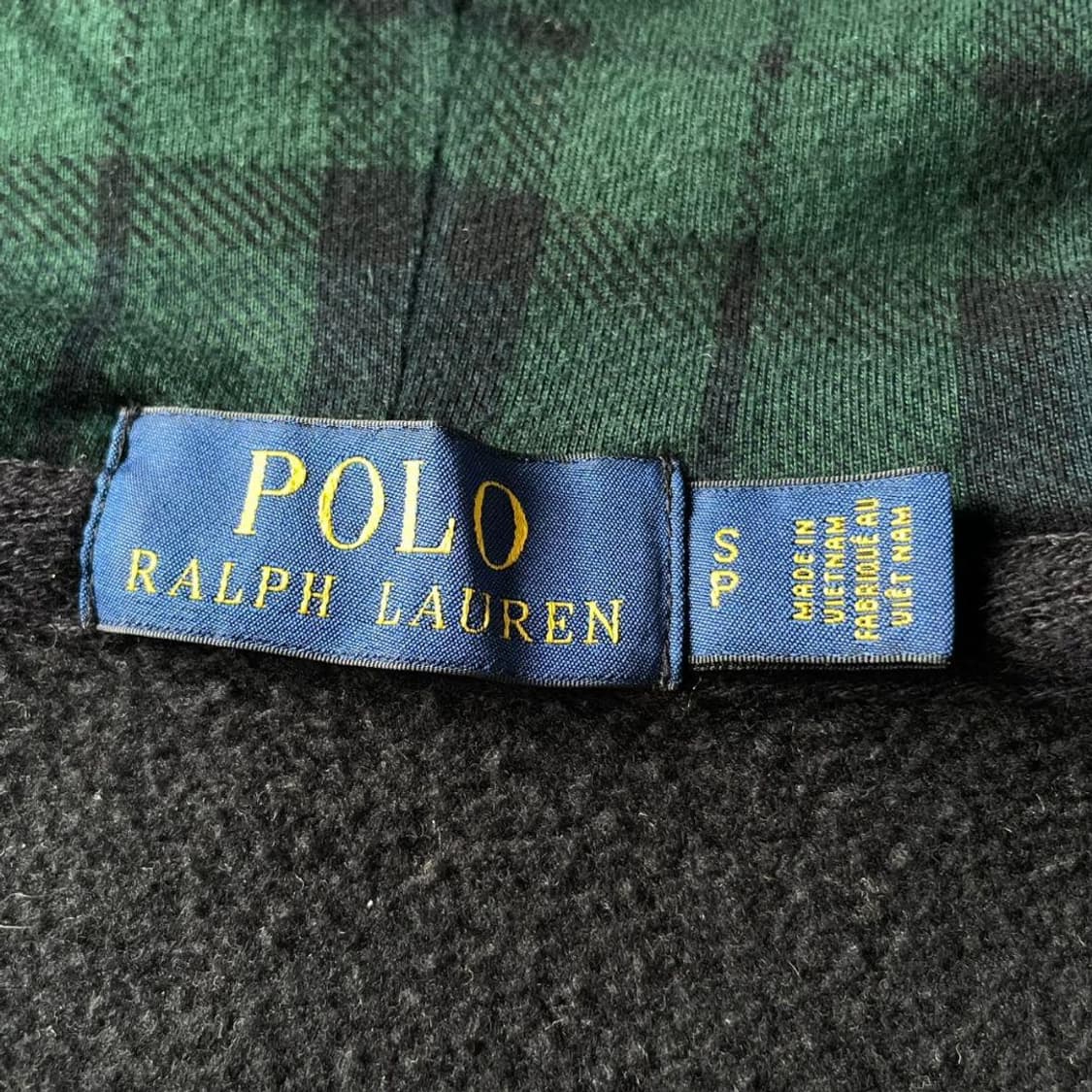 폴로 랄프 로렌 빅포니 골드 자수 체크 안감 투웨이 후드집업 블랙 상품이미지5