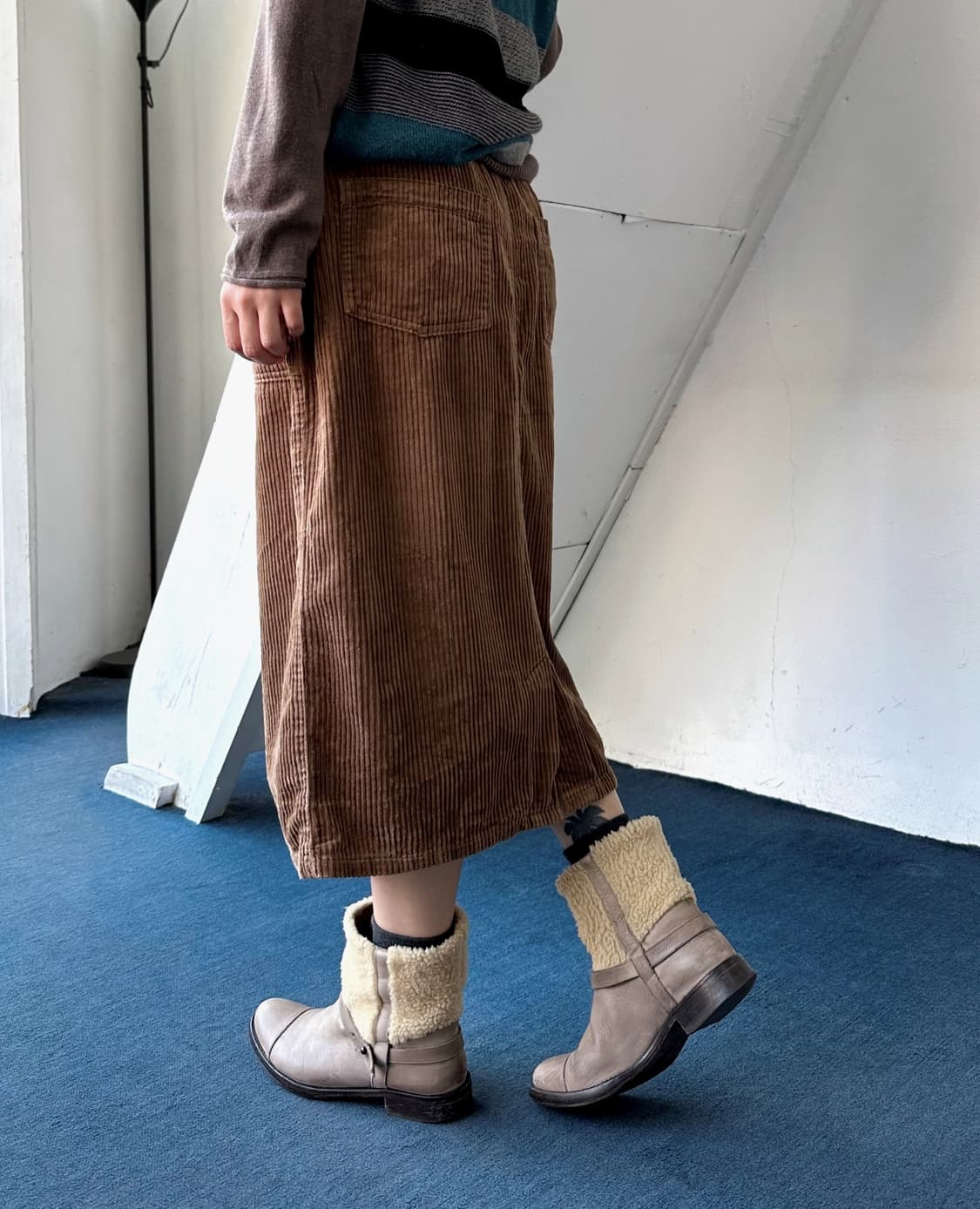 Cotton cord wide silhouette skirt 상품이미지8