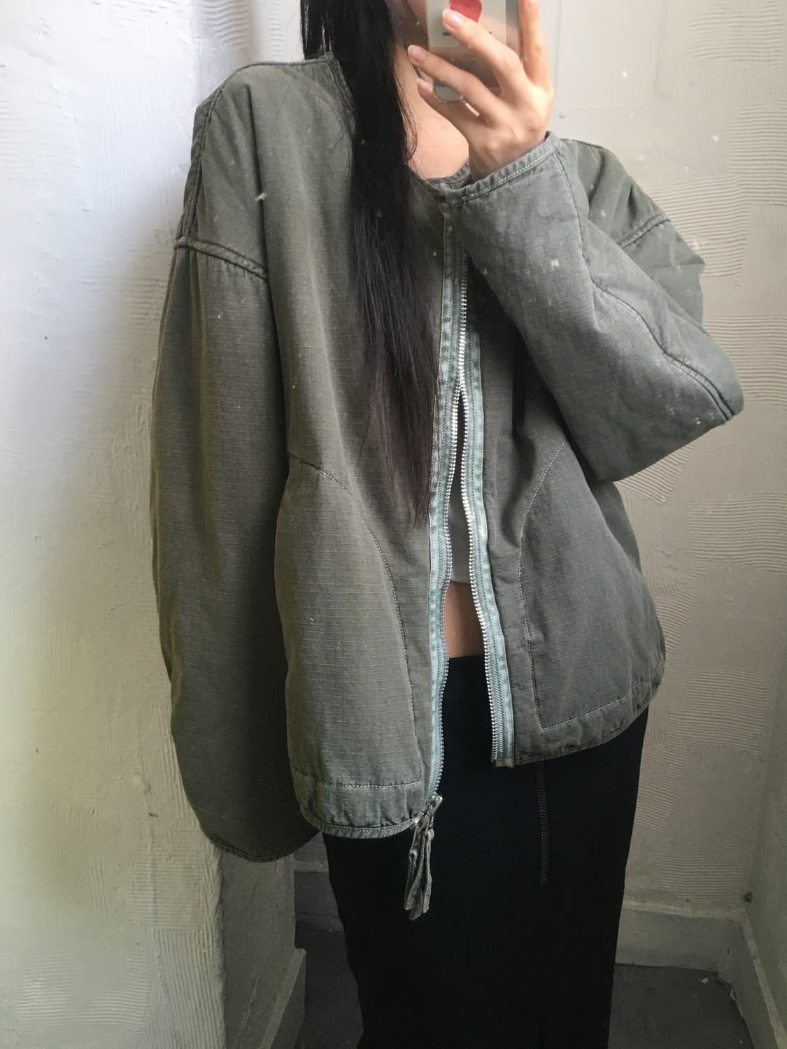 Birthdaysuit 벌스데이수트 논카라 카키 자켓 상품이미지2