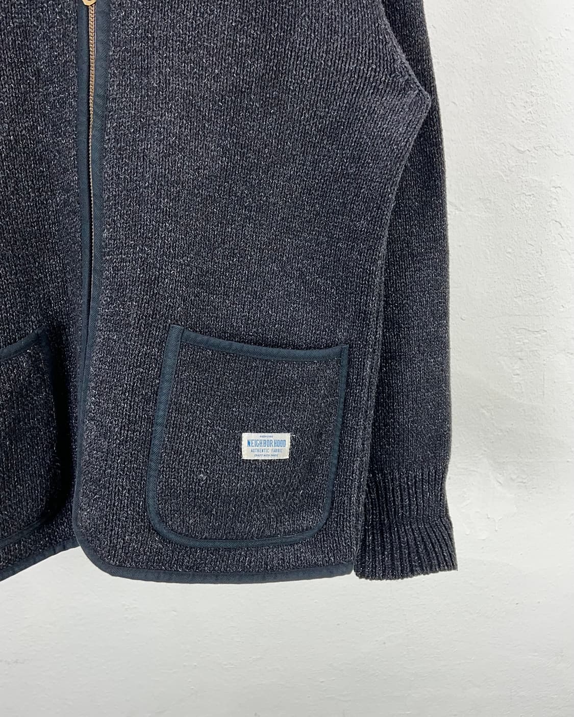 네이버후드 인디고 다이 노카라 니트 집업 자켓 상품이미지5