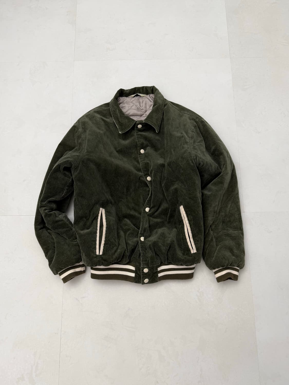 카키 코듀로이 바시티 자켓 상품이미지4