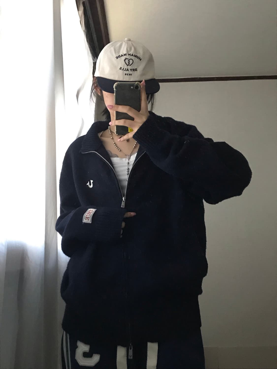 트루릴리전 네이비 오버핏 니트집업 상품이미지2