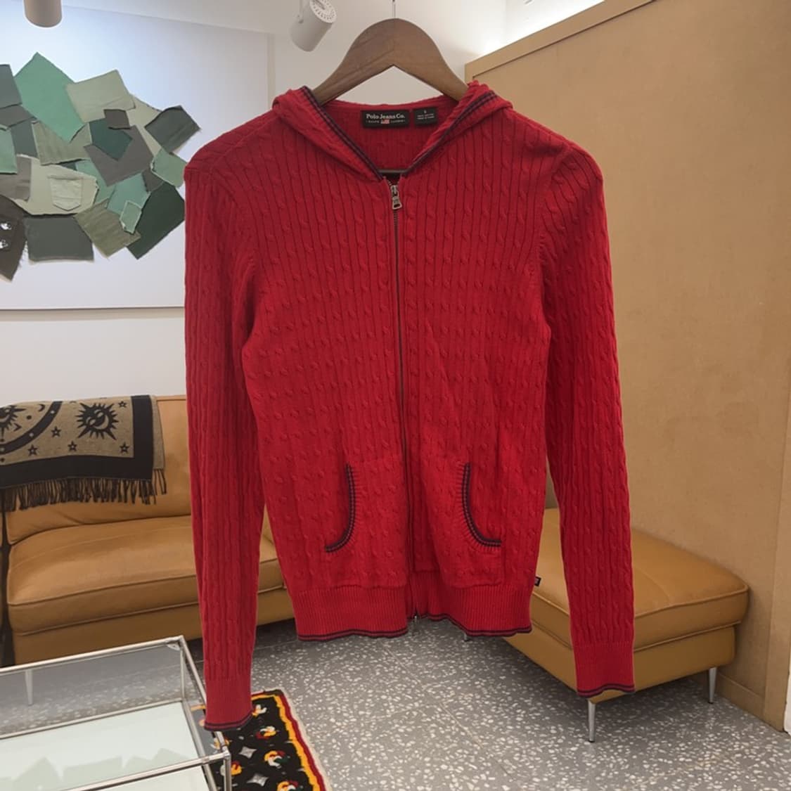 폴로 랄프로렌 여리핏 홀리데이 레드 투웨이 후드 가디건 S C06805 상품이미지3