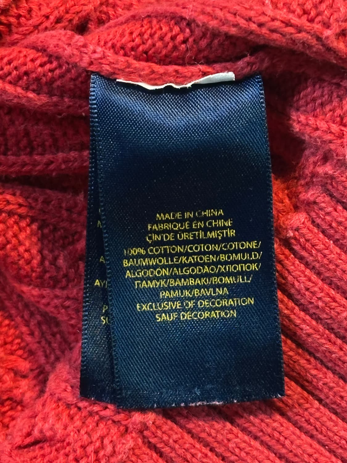 폴로 랄프로렌 신형 네이비포니 케이블 코튼 꽈배기 니트 레드 상품이미지5