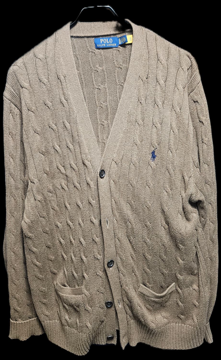 폴로 케이블 코튼 브이넥 가디건(XL) 상품이미지1
