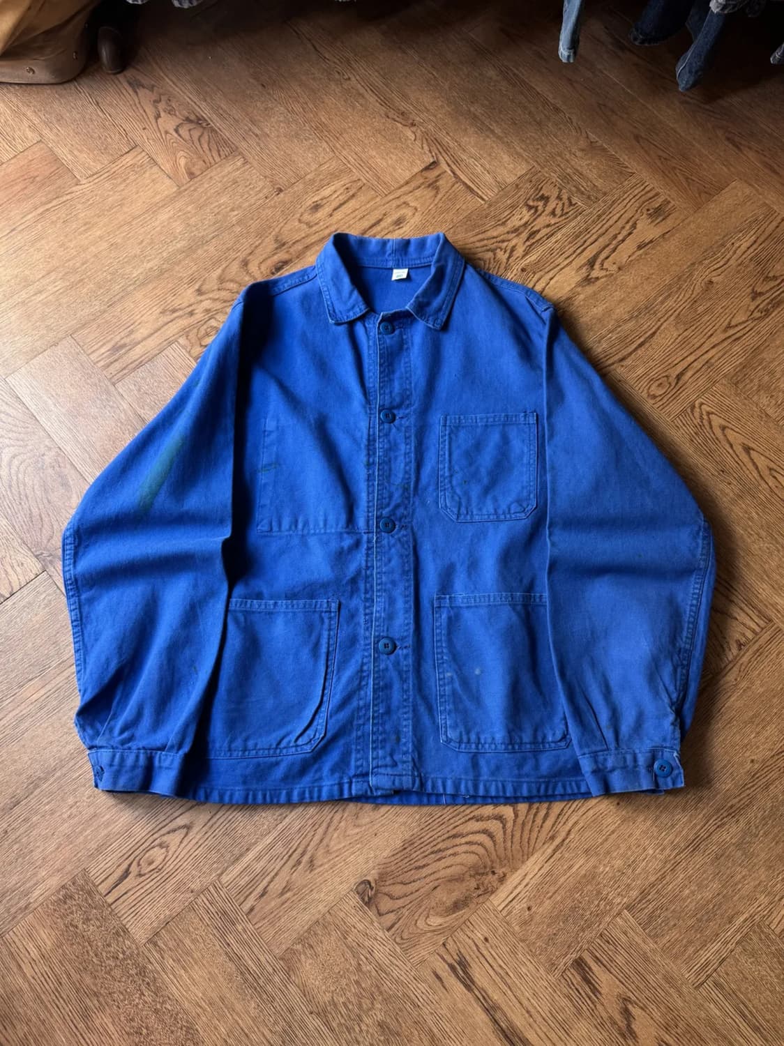 [M]Made in France 빈티지 3포켓 잉크블루 프렌치 워크 자켓 상품이미지1