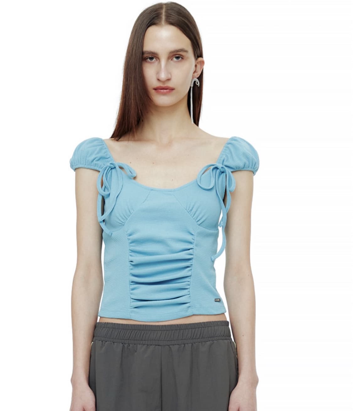 세릭 crease shirring half top - blue 상품이미지1
