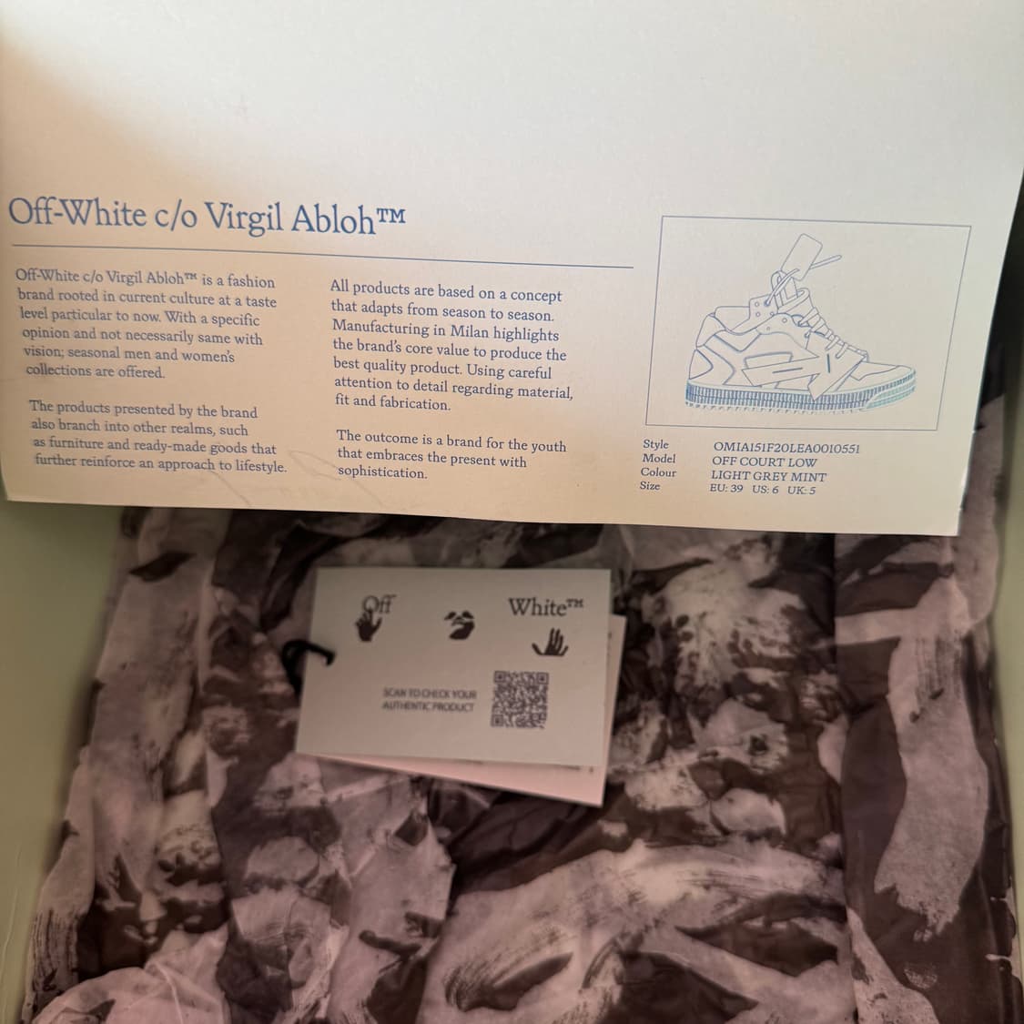 오프화이트 로우 스니커즈 회색 EU39 상품이미지5