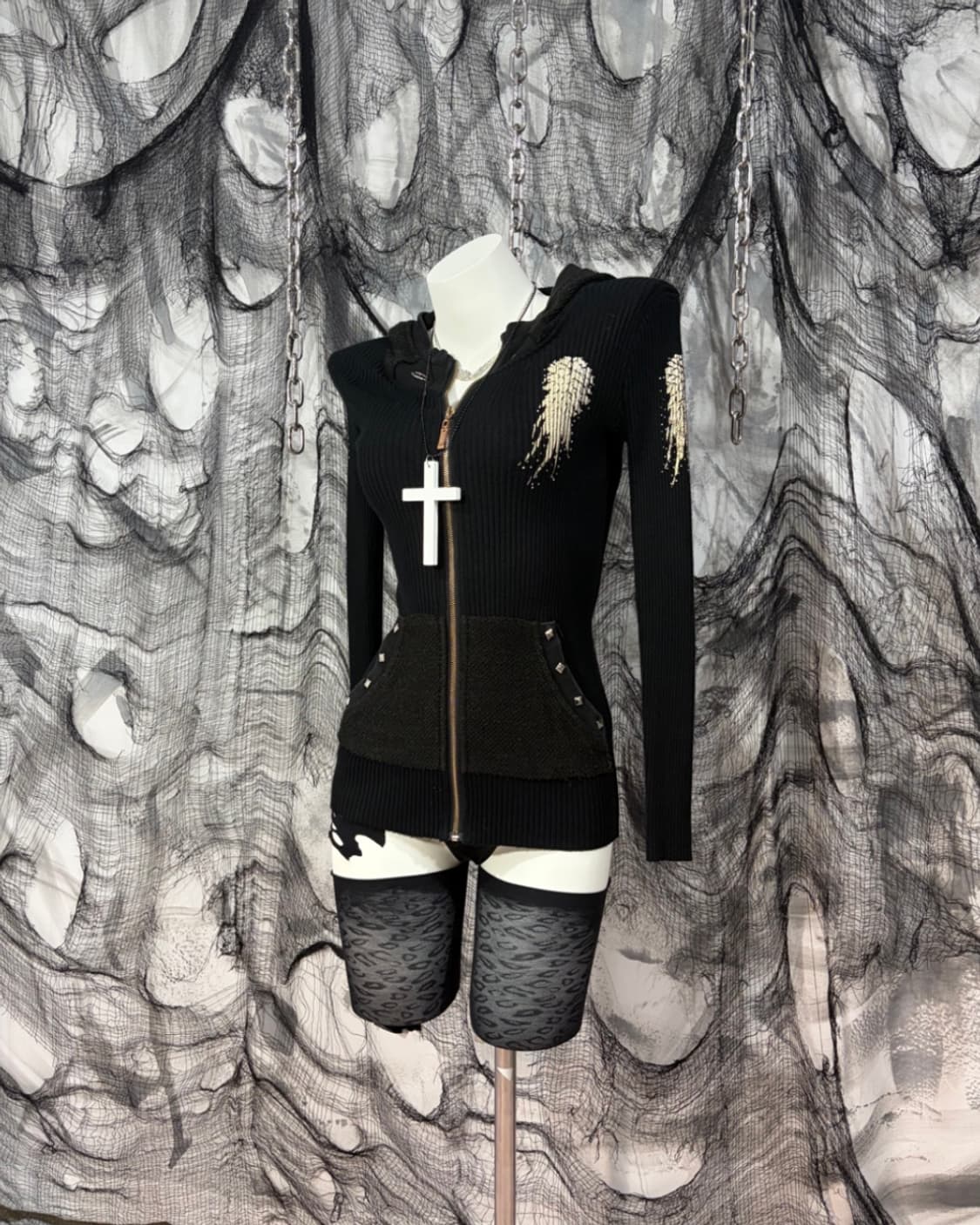 PUNK Gothic cubic wing Hoodie Zip up 상품이미지1