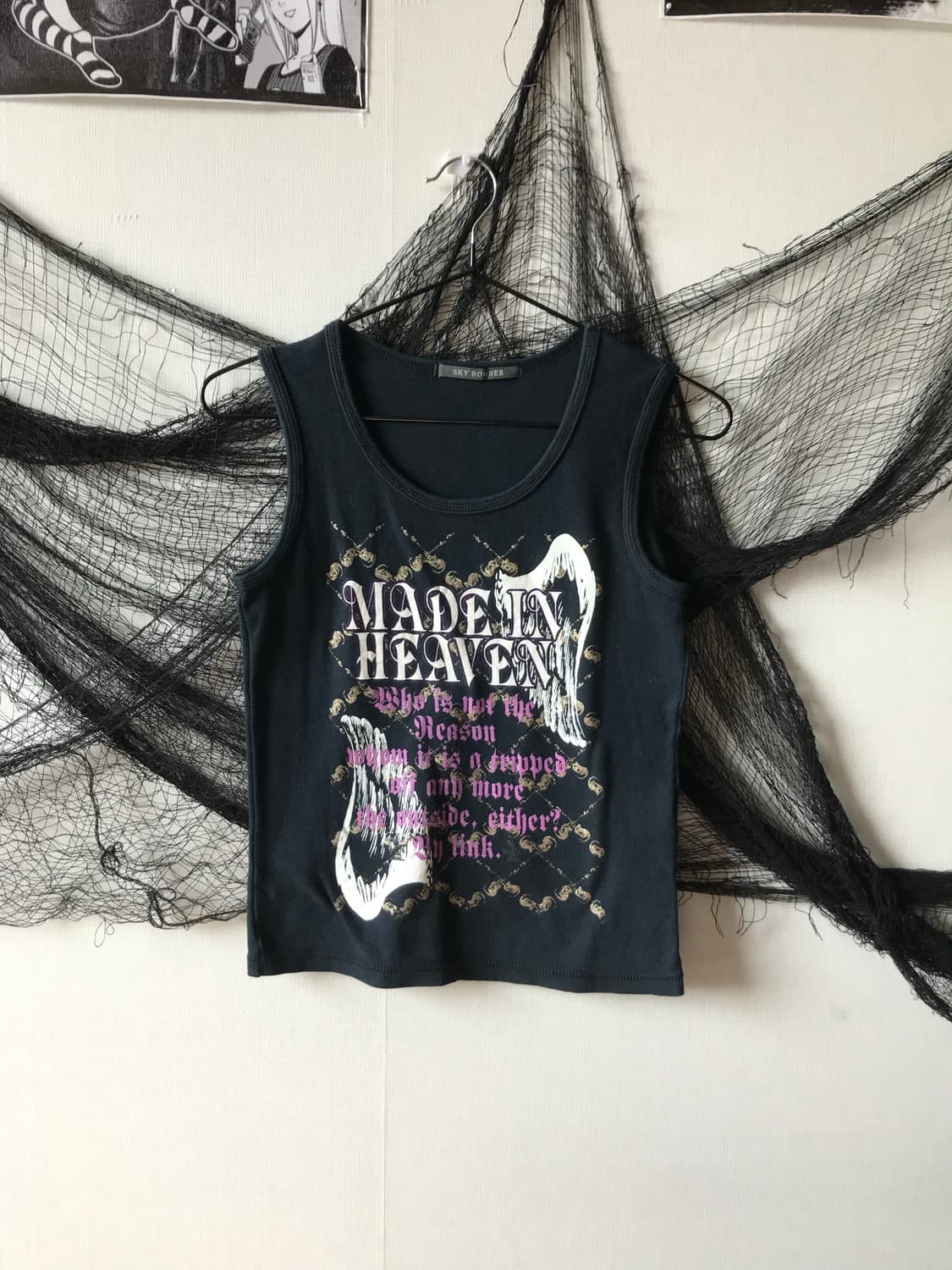 Y2k mood printing sleeveless  상품이미지1