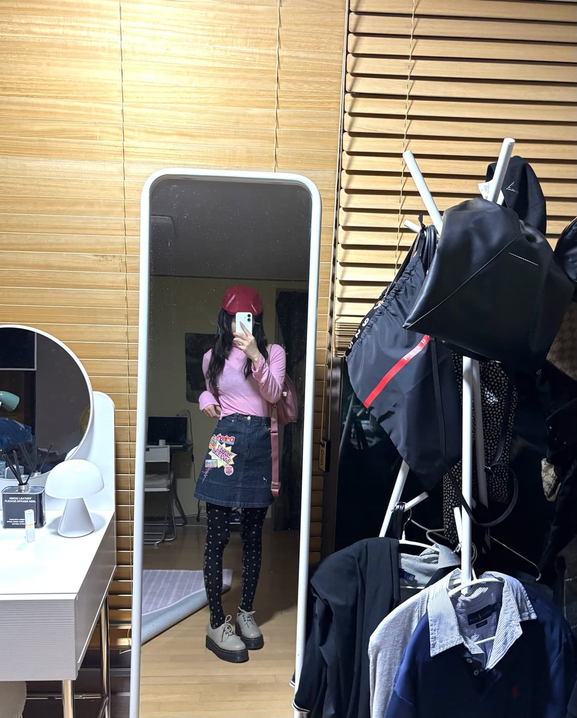 재패니즈 빈티지 데이지 걸즈 자수 패치 프린팅 데님 스커트 상품이미지1