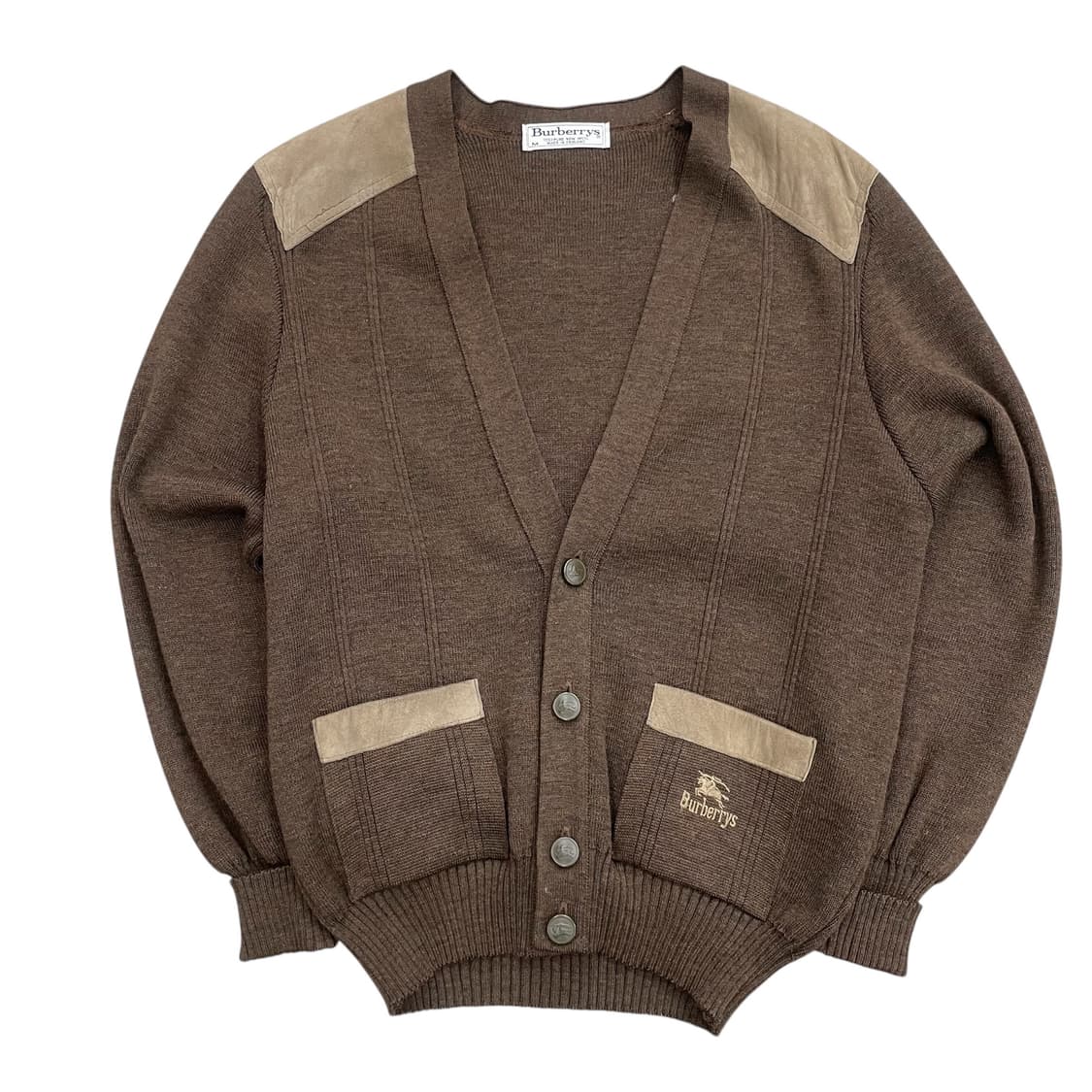 버버리 브라운 가죽 배색 가디건 상품이미지1