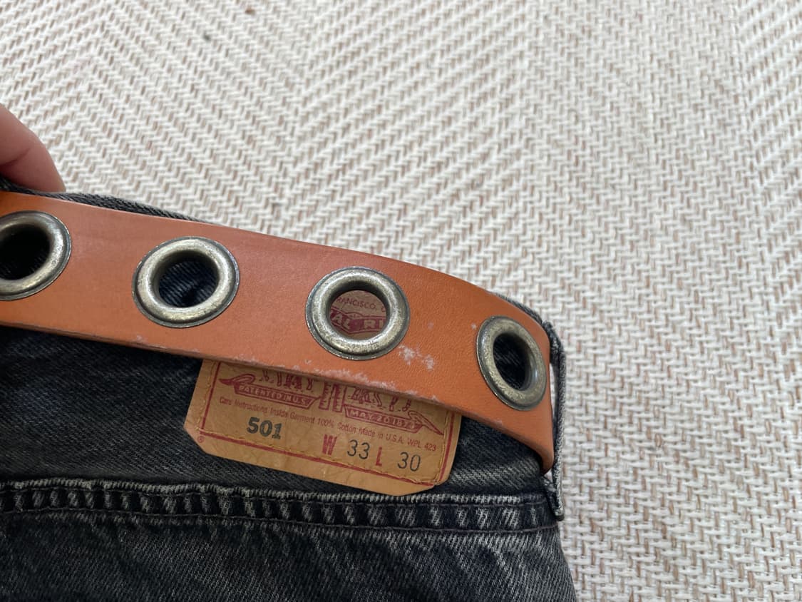 빈티지  웨스턴 아일렛 디테일 레더 벨트 상품이미지3