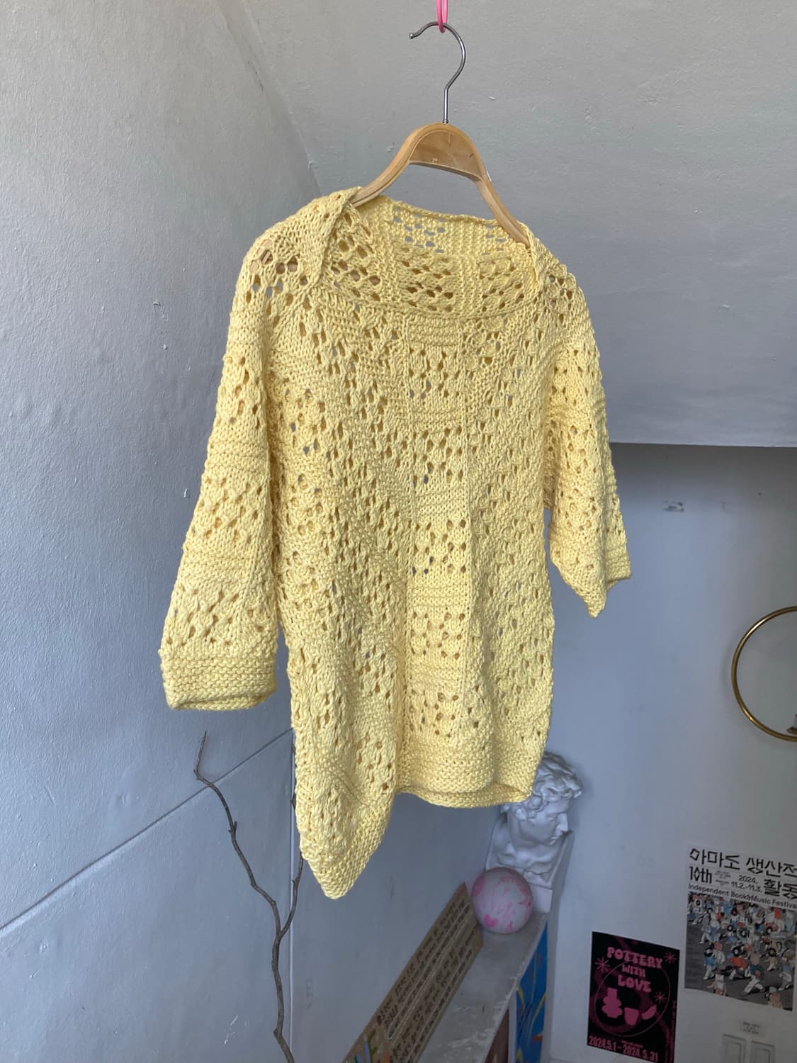 병아리 반팔 그물 뜨개 니트 상품이미지2