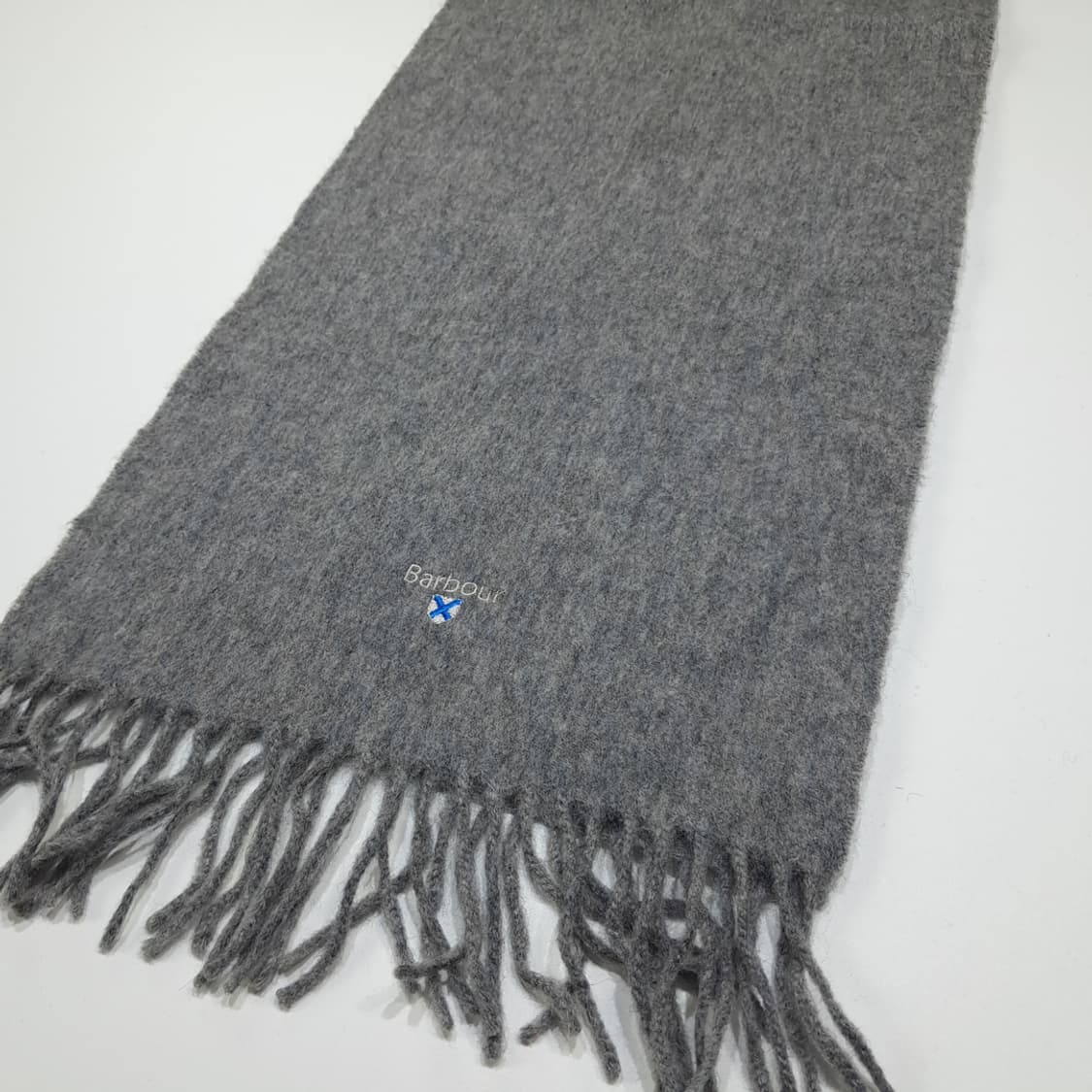 MX539 바버 울 로고자수 멜란지그레이 머플러 목도리 상품이미지3