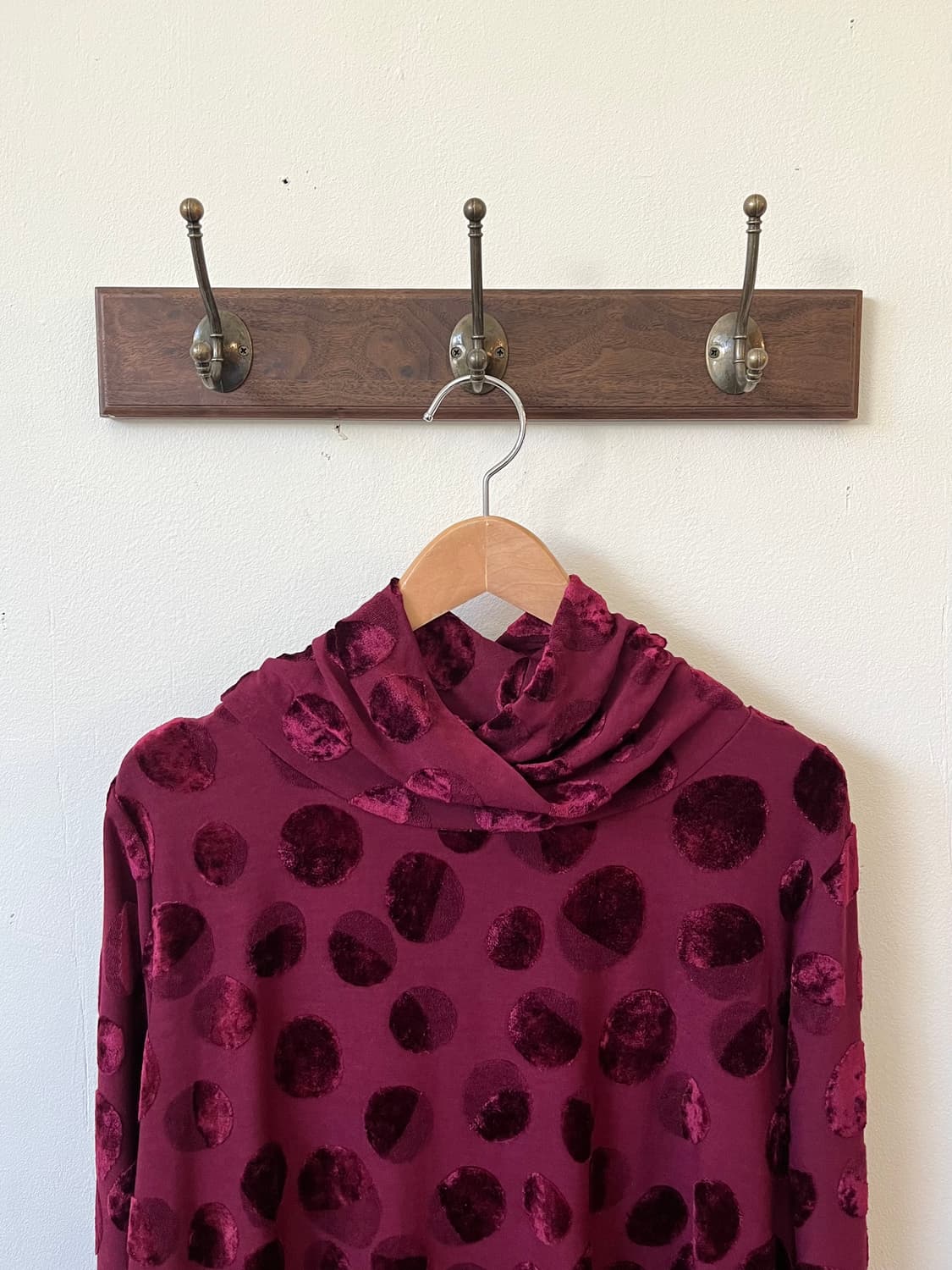 japan vtg 도트 로즈벨벳 터틀넥 상품이미지2