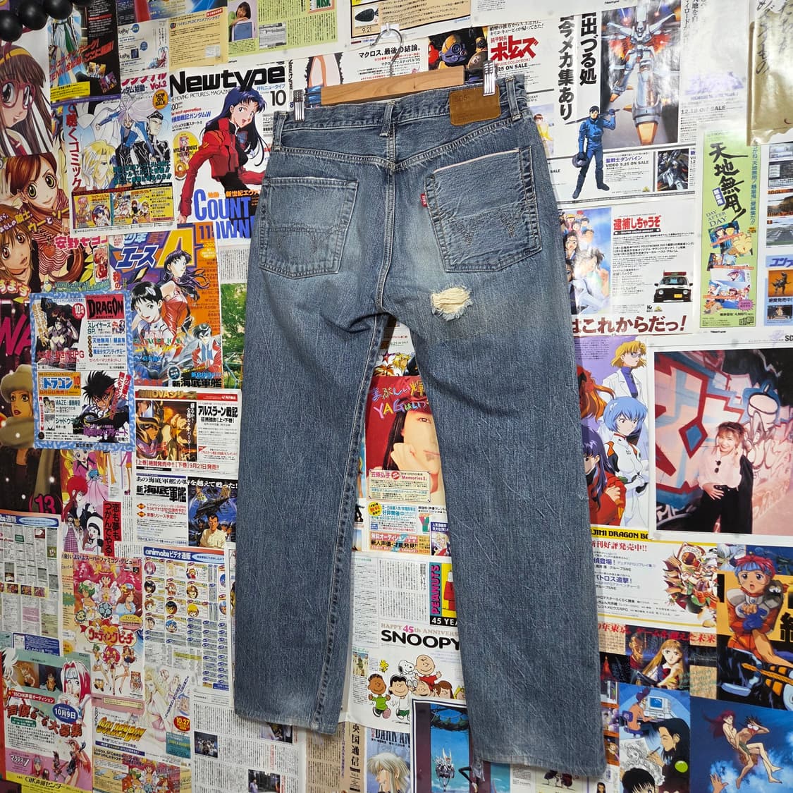 JPN 에드윈 505s 연청 데미지 데님 팬츠 상품이미지2