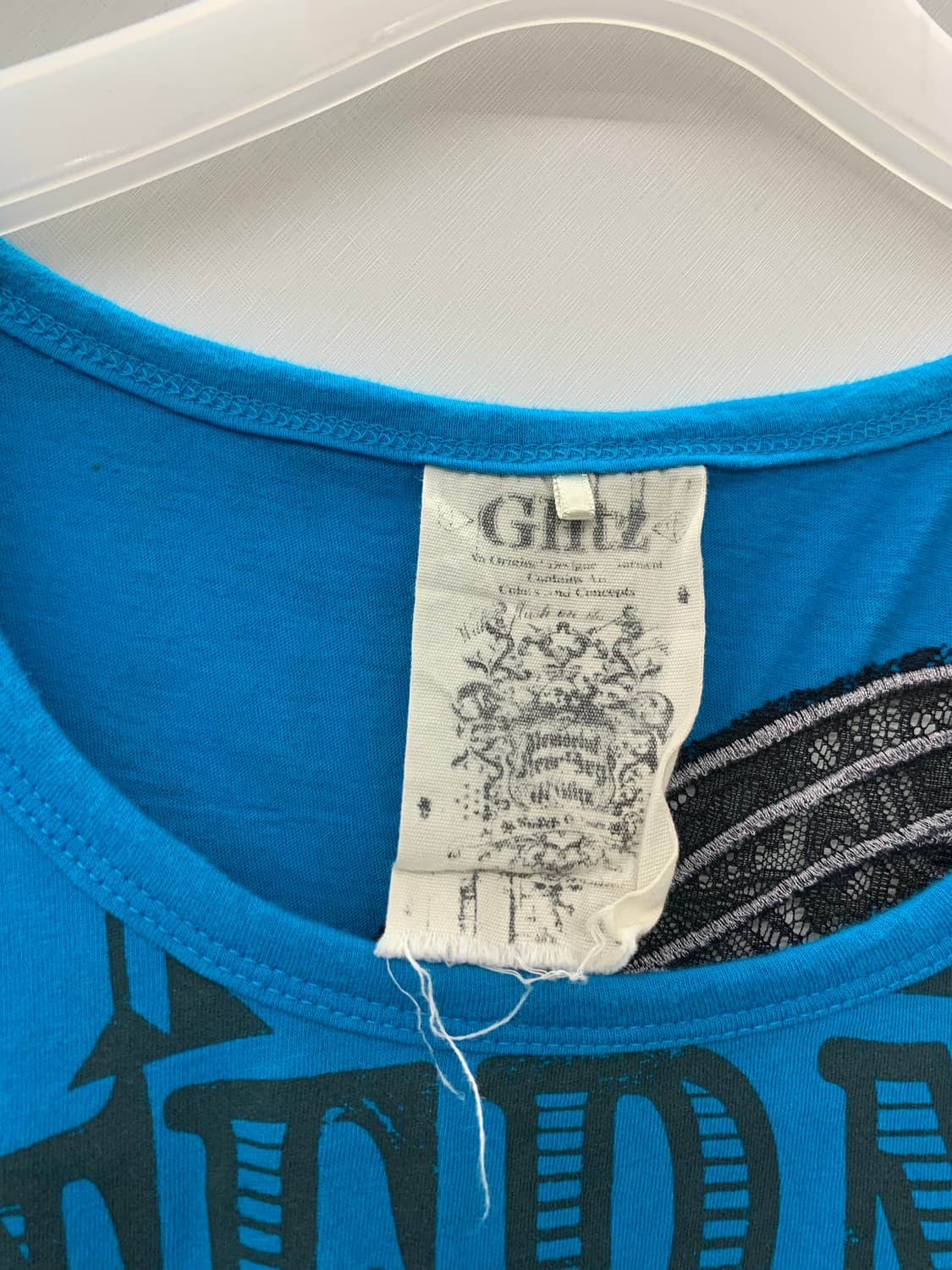 Glitz 글리츠 y2k 펑크 블루 버터플라이 프린팅 반팔 상품이미지3