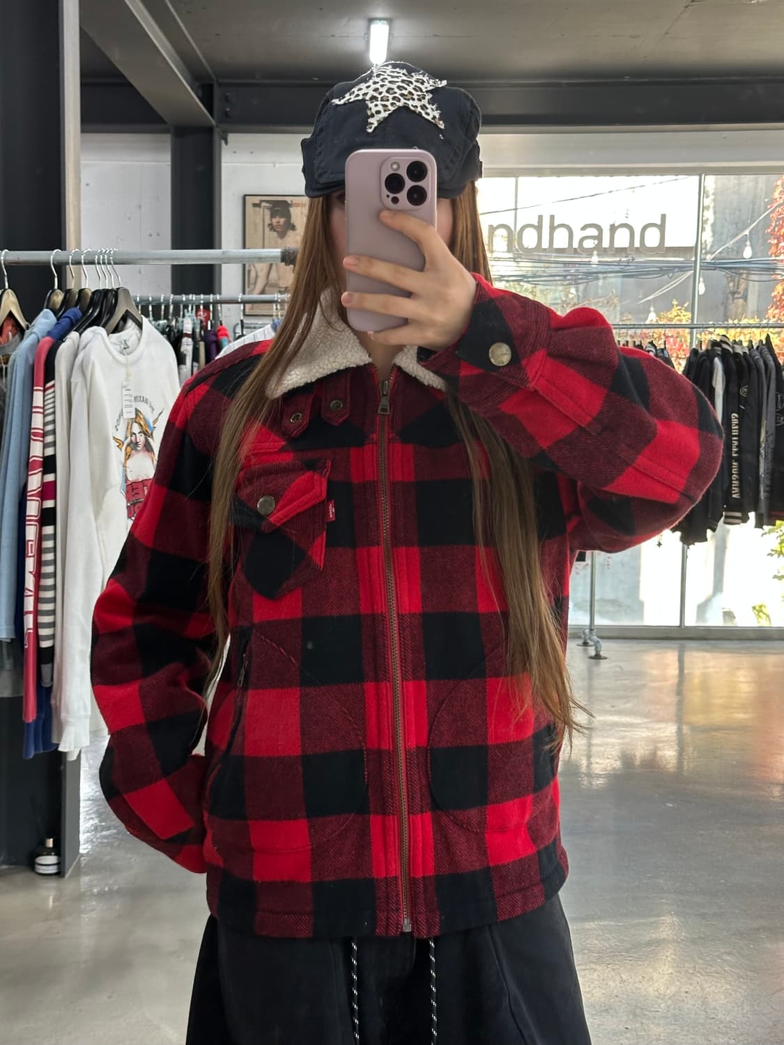 리바이스 타탄체크 하이넥 포켓 울 쉐르파자켓 상품이미지2