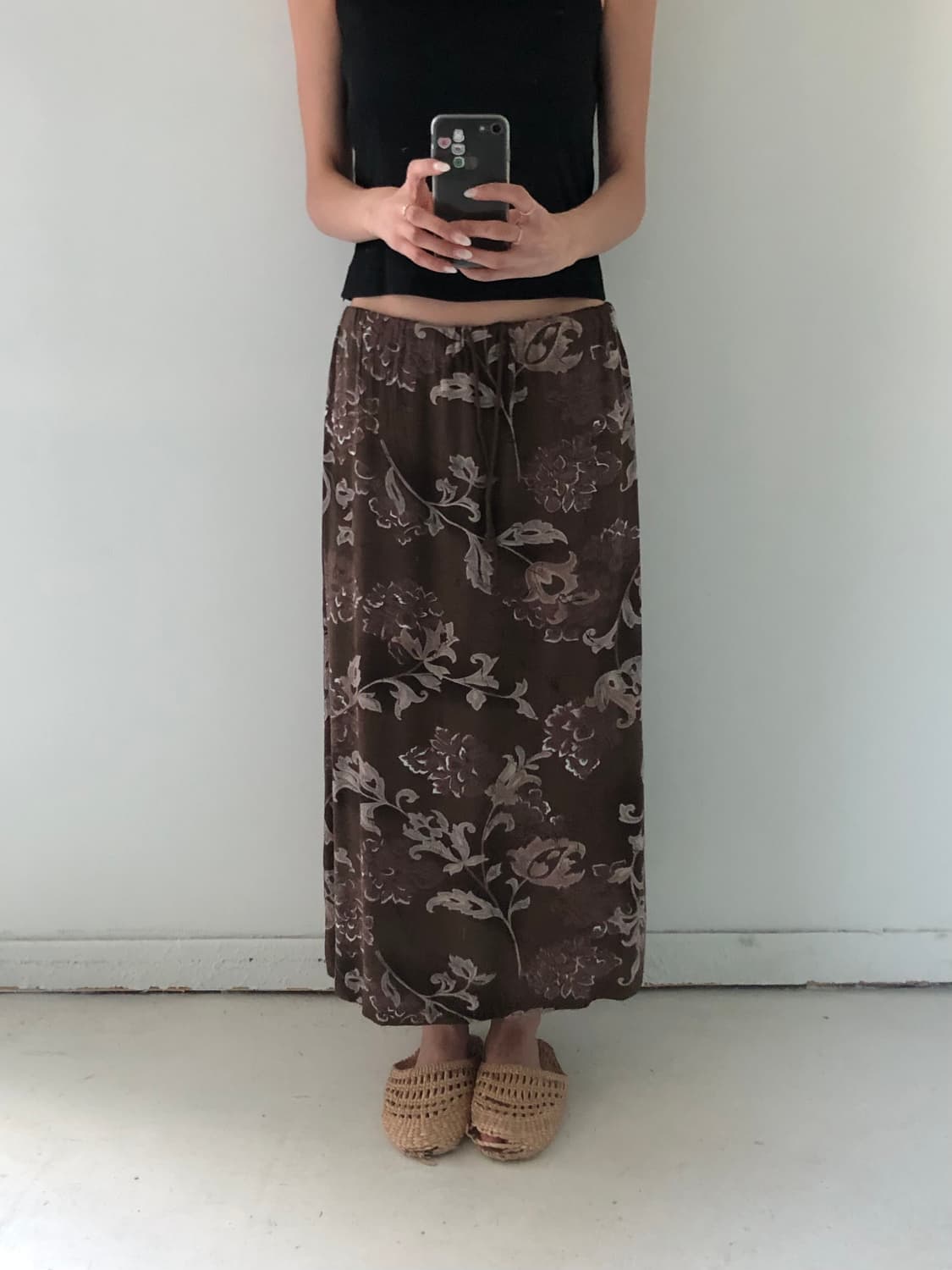 일본빈티지 플라워패턴 롱스커트 상품이미지3