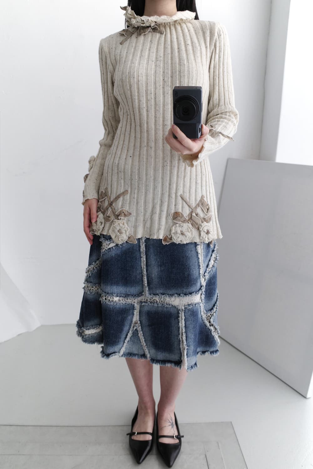 damage patch denim skirt 상품이미지7