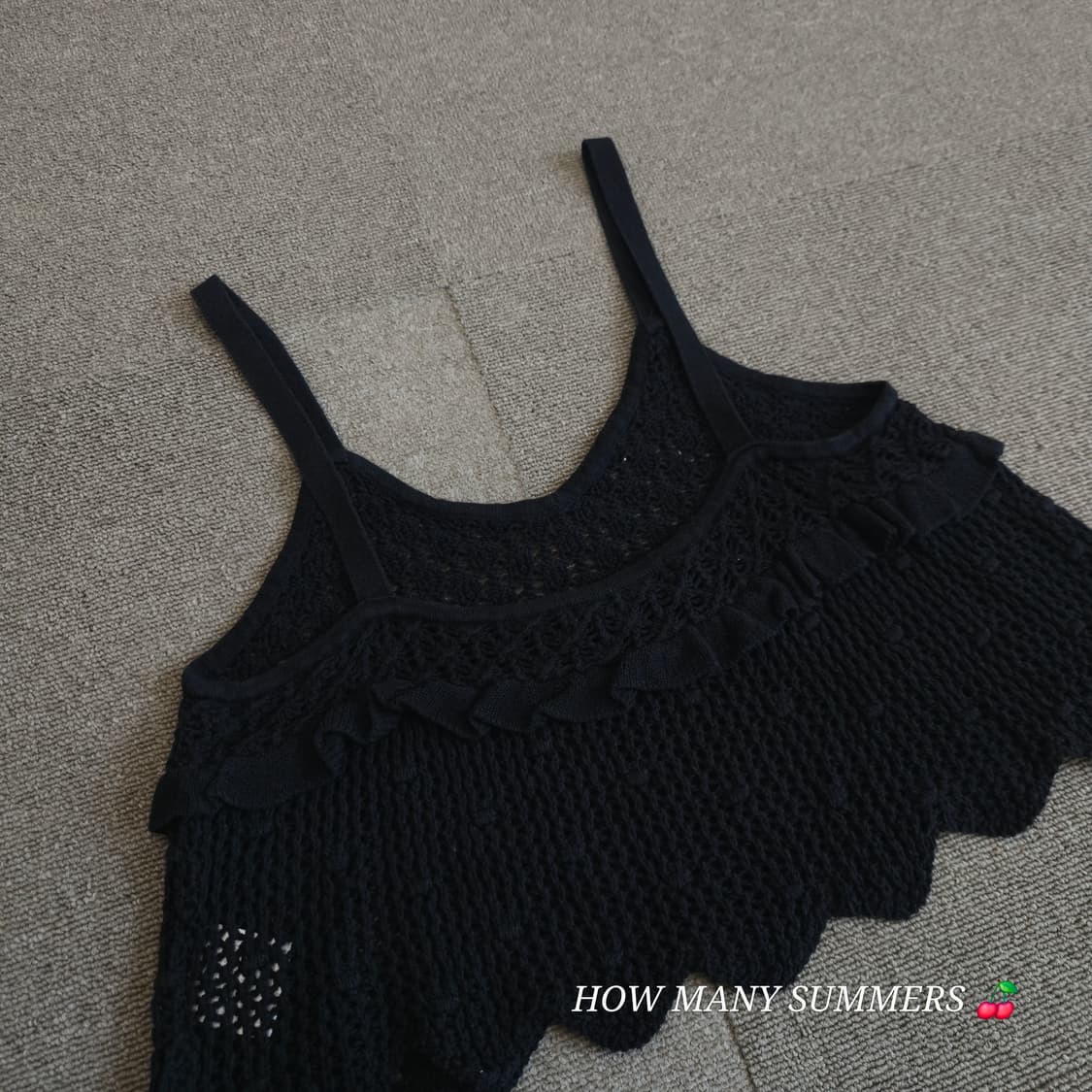 프릴 포인트 물결/스칼럽 블랙 니트 나시 상품이미지4