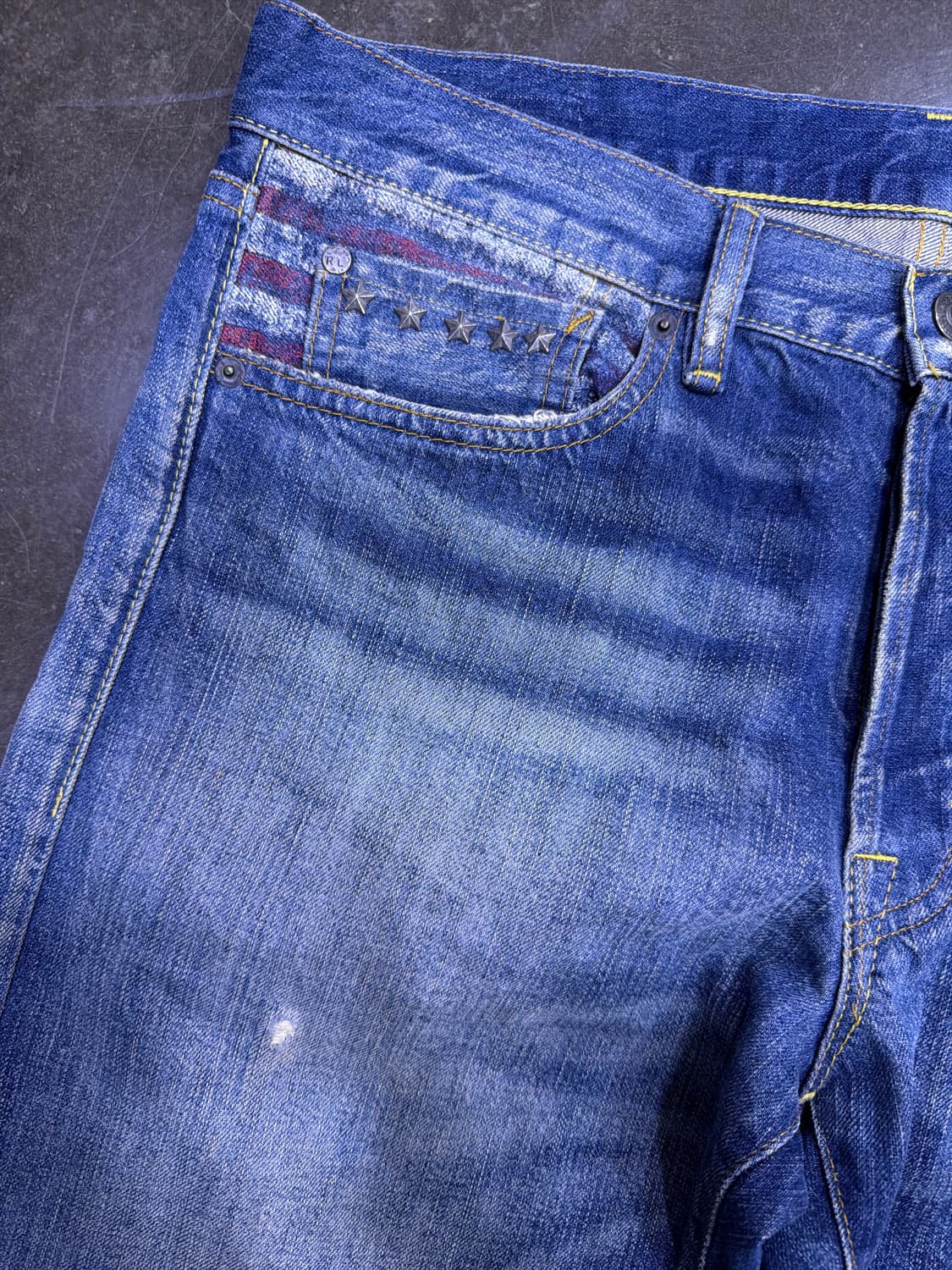 데님앤서플라이 폴로 빈티지 워싱 데미지 패치 슬림핏 데님팬츠 34 상품이미지4