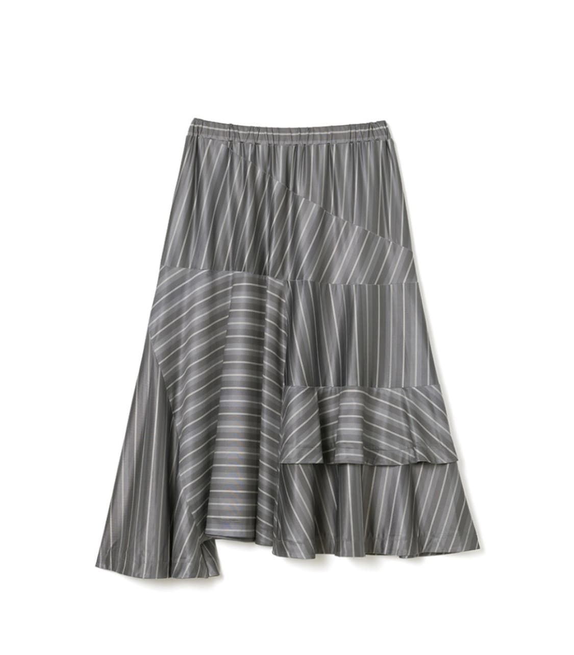 밀로우먼 어시메트릭 스트라이프 미디 스커트 F (차콜) 상품이미지8