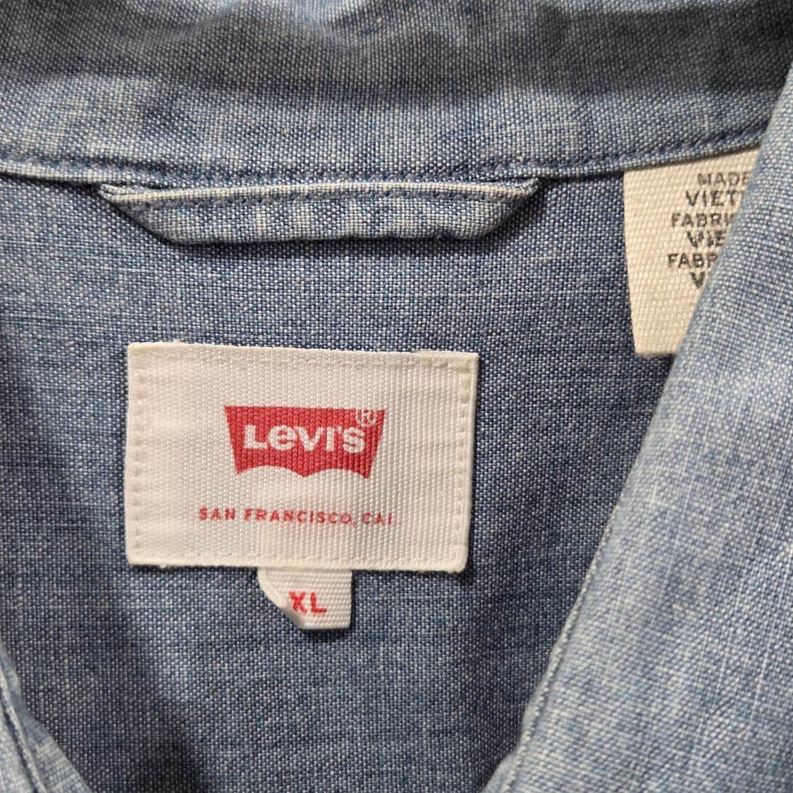 리바이스 화이트탭 샴브레이 반팔셔츠 XL 상품이미지3