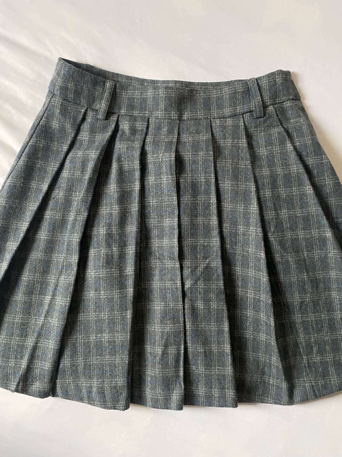 플리츠 체크 그레이 차콜 미디스커트 미디 스커트 상품이미지2