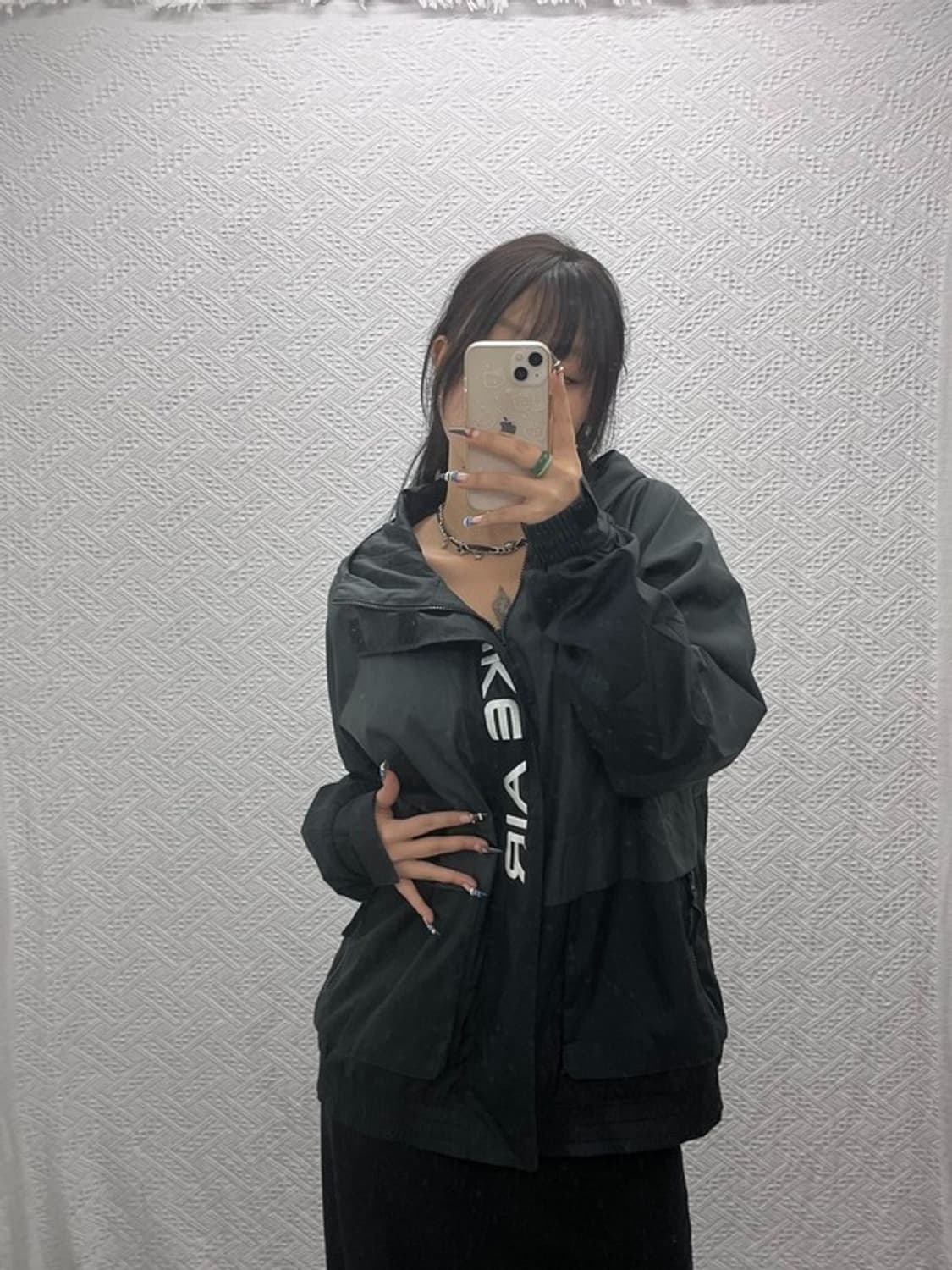 나이키 올드스쿨 빈티지 프론트 레터링 바람막이 자켓 L C07764 상품이미지2