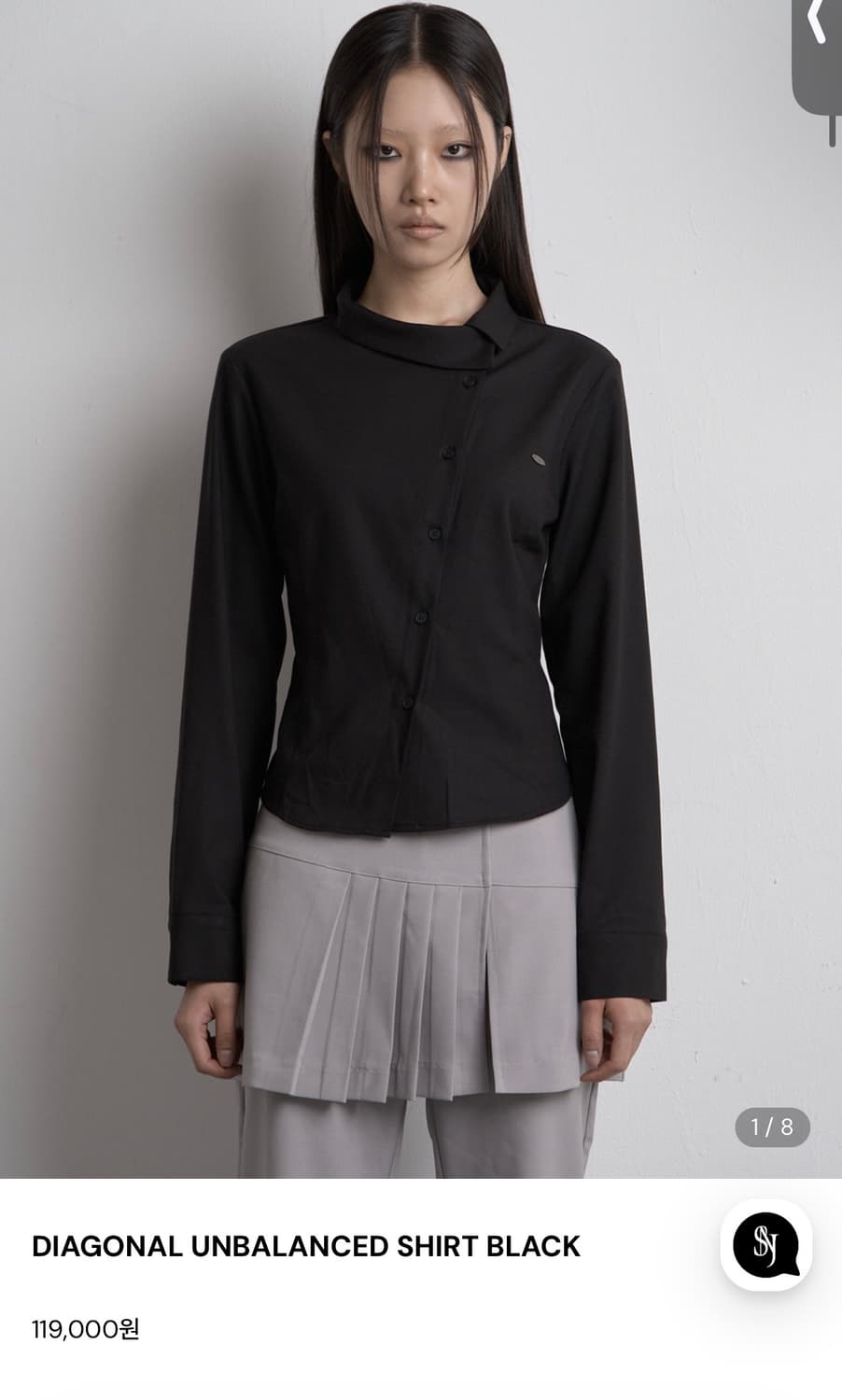 시너진  DIAGONAL UNBALANCED SHIRT BLACK 상품이미지1