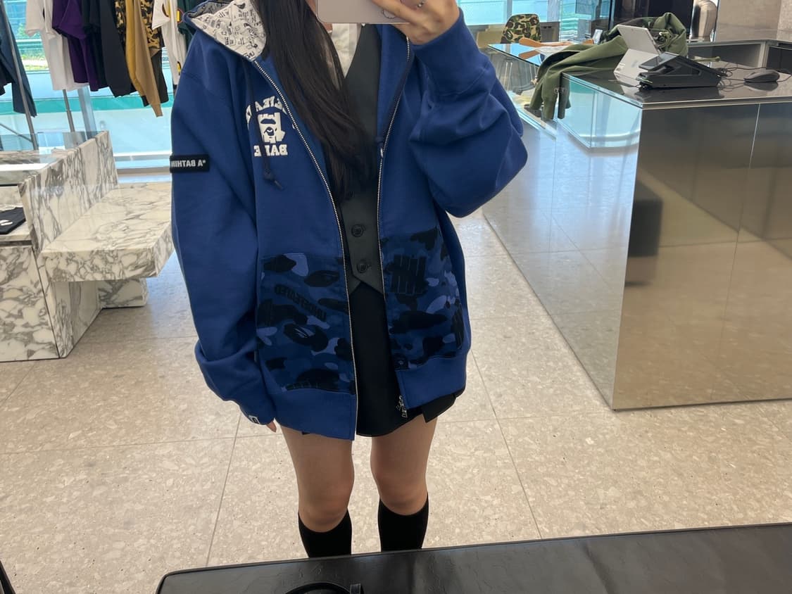 Bape x undefeated 후드집업 블루 xl 상품이미지2