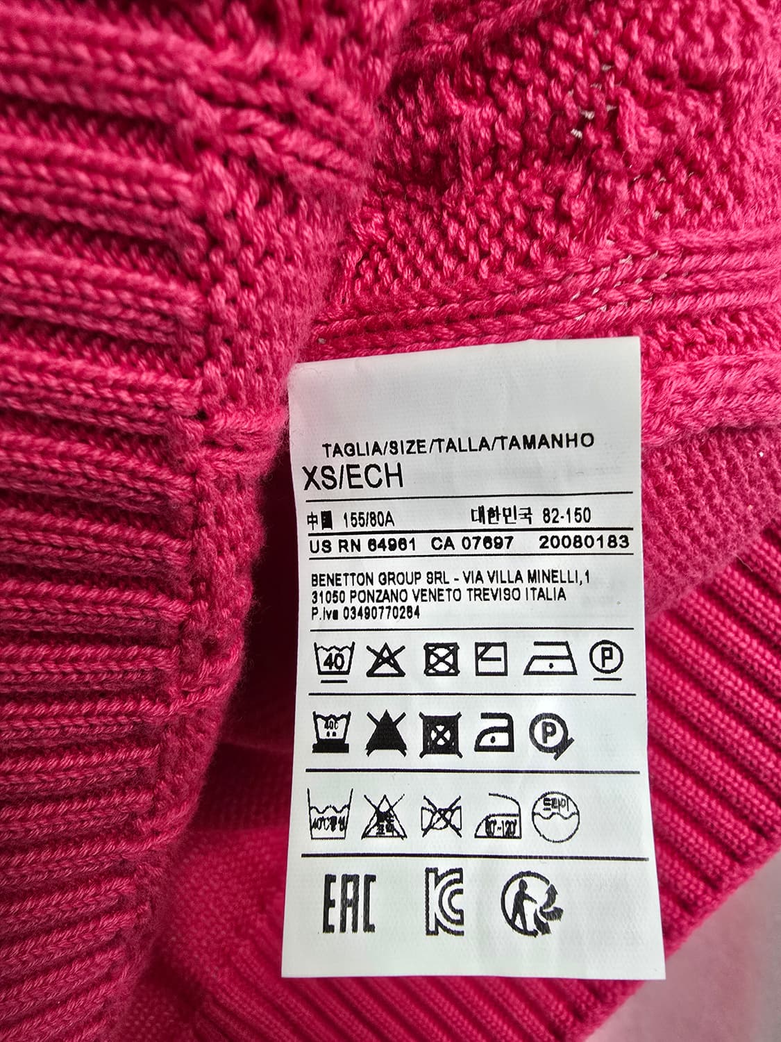 베네통 핑크 꽈배기 니트 (1532) 상품이미지4