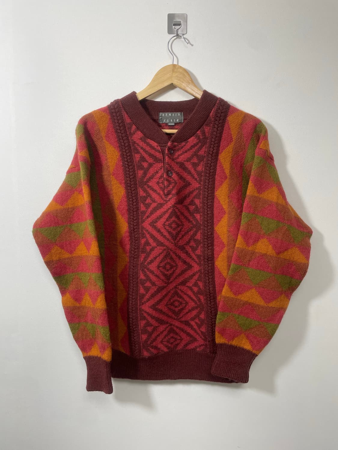 일본빈티지 기하학 패턴 니트 M - K17 상품이미지1