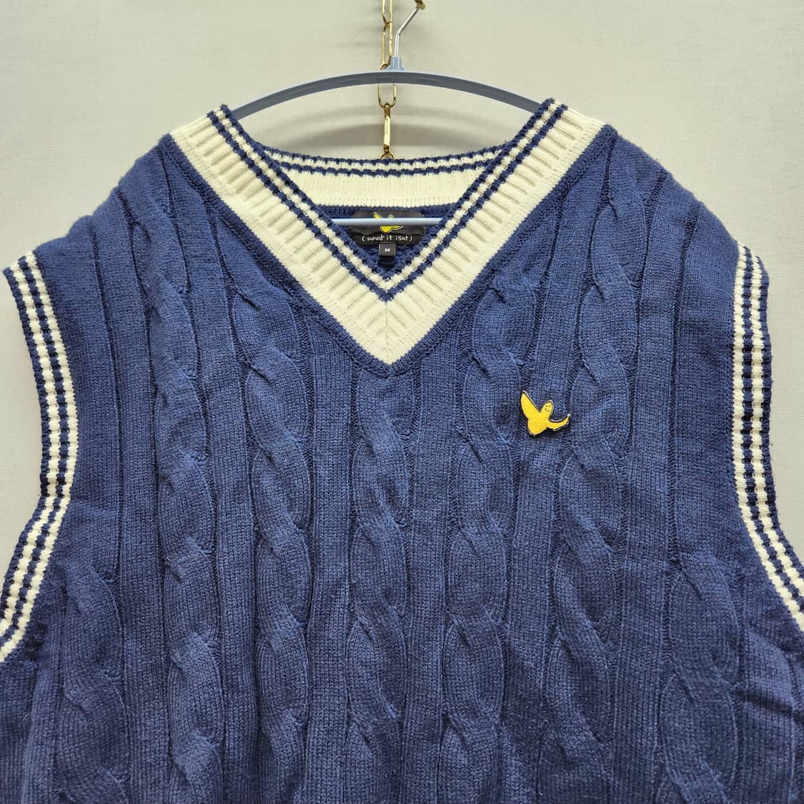 와릿이즌 로고 케이블 니트 조끼 M(L) 남여공용 상품이미지2