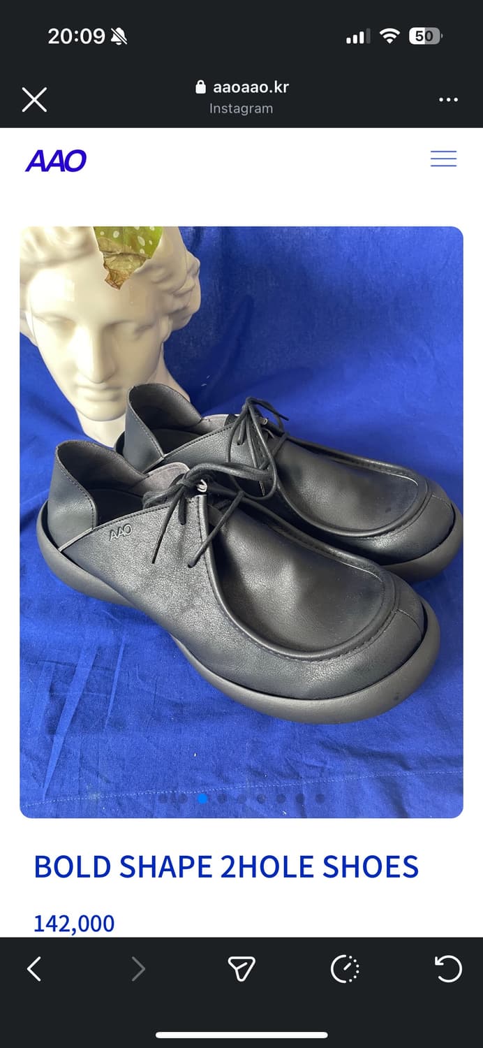 AAO 리게타 볼드 쉐입 투홀 슈즈 블랙 LL size 상품이미지2