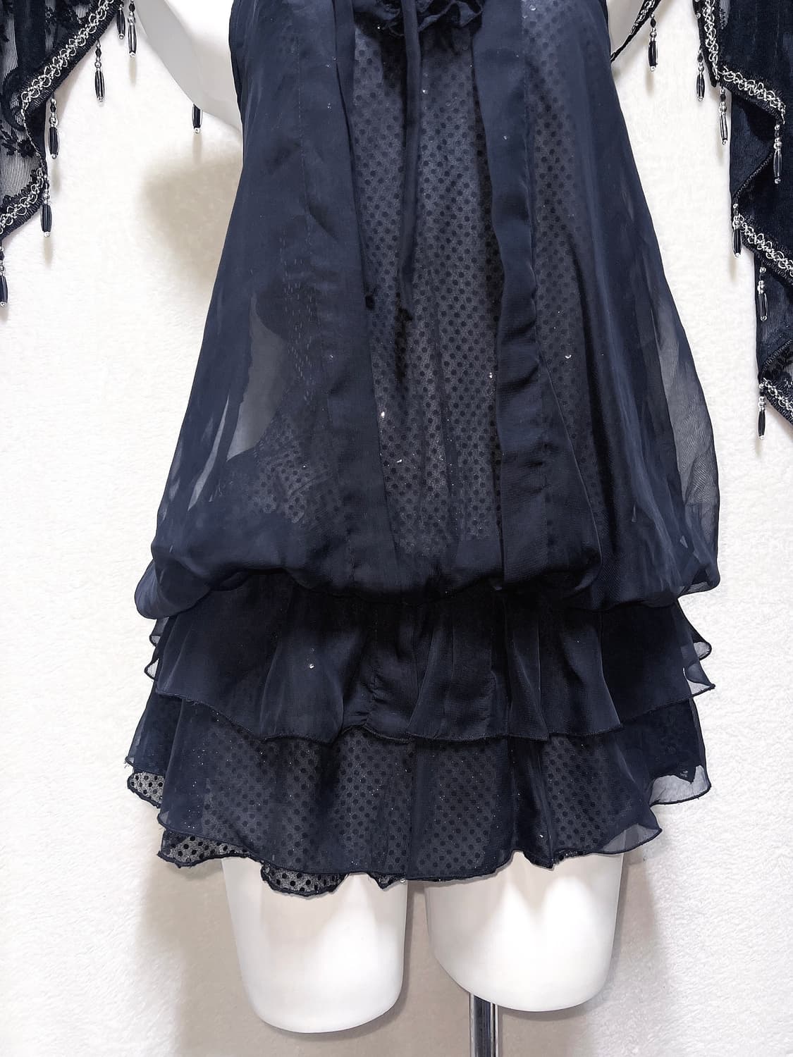 로맨틱고딕 고스로리 펑크 갸루 도트 프릴 쉬폰 캉캉원피스 공겜 핀터 히메 상품이미지9