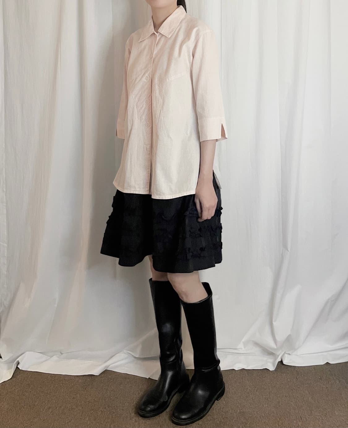 Line Point 3/4 Sleeve Shirt 상품이미지1