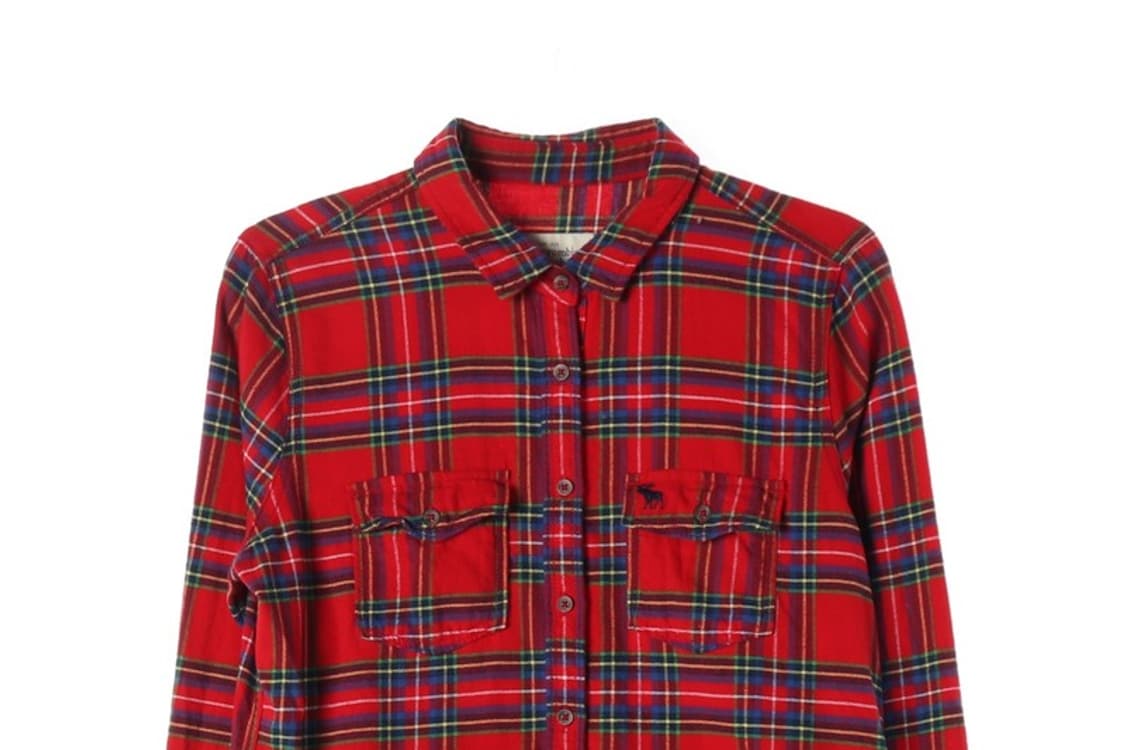 아베크롬비 앤 피치 레드 타탄체크 플란넬 투포켓 셔츠 M 상품이미지3