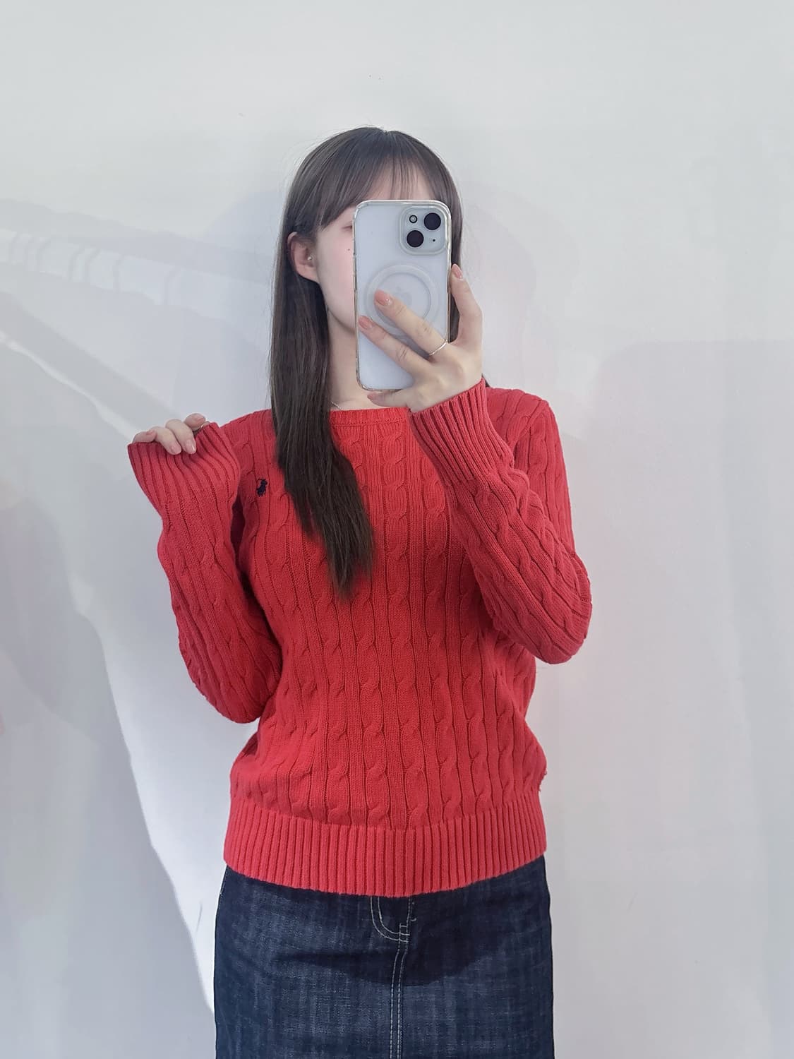 폴로랄프로렌 네이비포니 레드 케이블 니트 상품이미지1