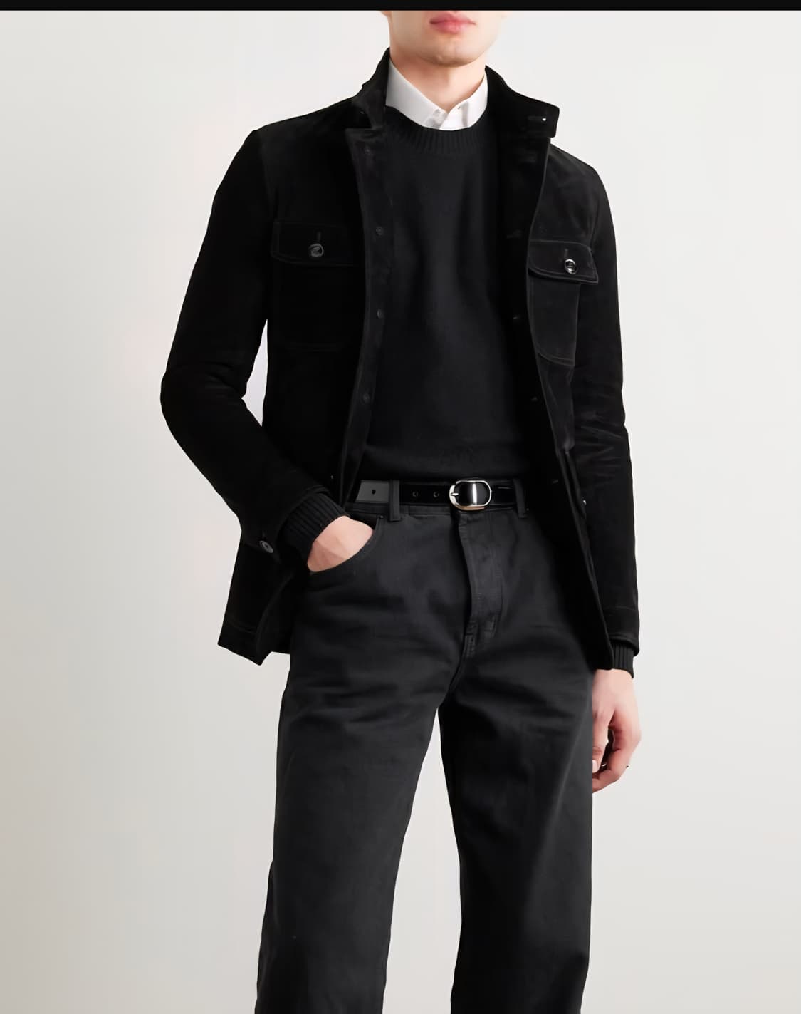 톰포드 캐시미어 스웨이드 블랙  해링턴 자켓 상품이미지1