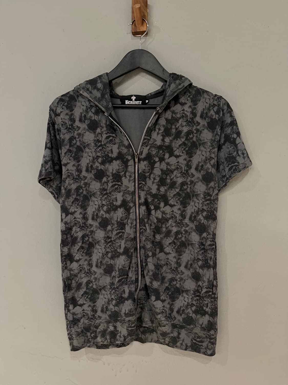 skull & rose printing hood zip-up 상품이미지5